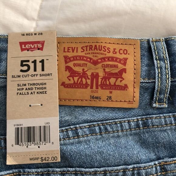 Levi’s 511 Slim Cutoff Shorts Size 16 NWT - Picture 3 of 6